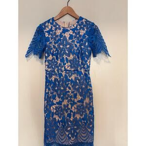 NWOT Asos Blue Crochet Formal Dress Womens Size 2 Lace Y2K